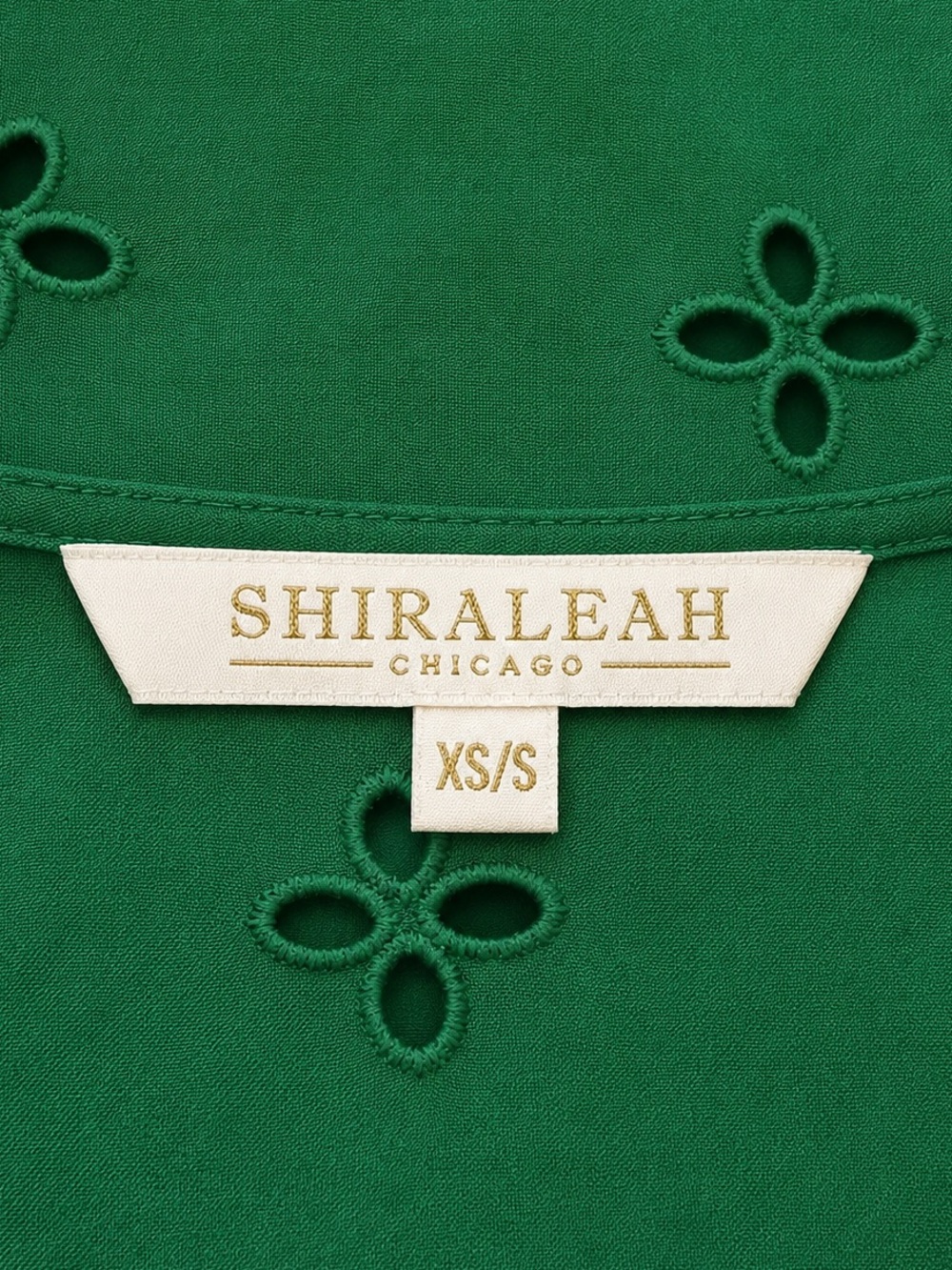 Shiraleah Emerald Green Boho Smocked Eyelet Mini Dress V-Neck Coverup Beach Pool - Picture 6 of 8